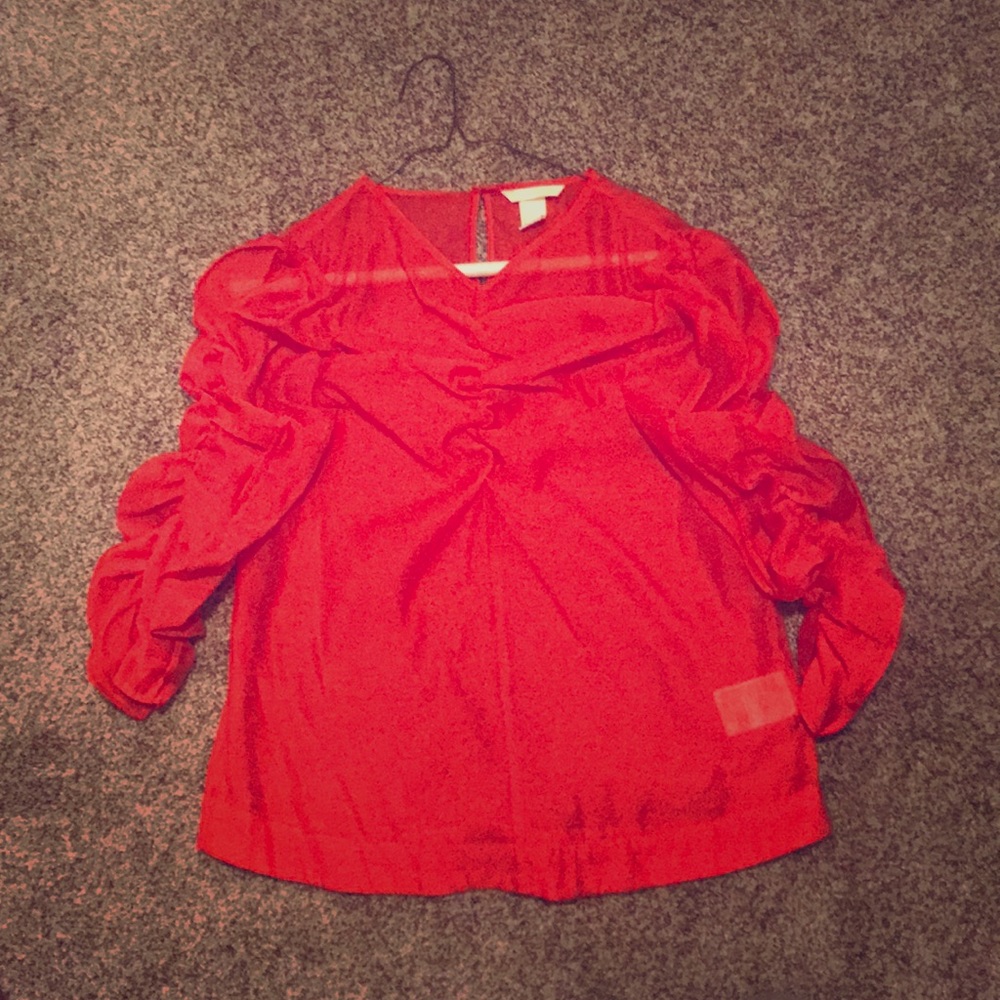 Red Ruffle Sleeve H&M Shirt